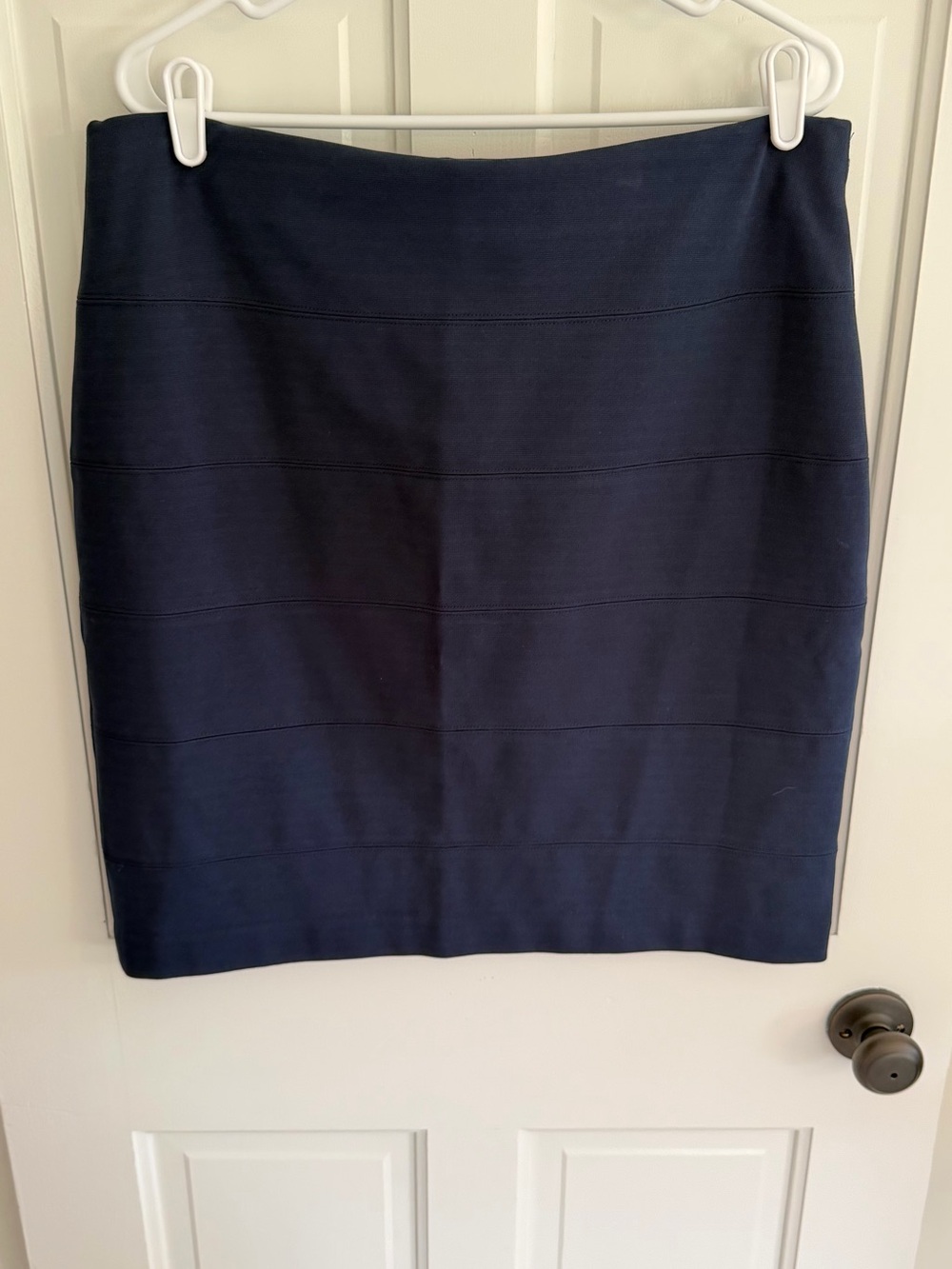 Alfani Navy Bandage Pencil Skirt Pull On Stretch Career Office Size Large‎